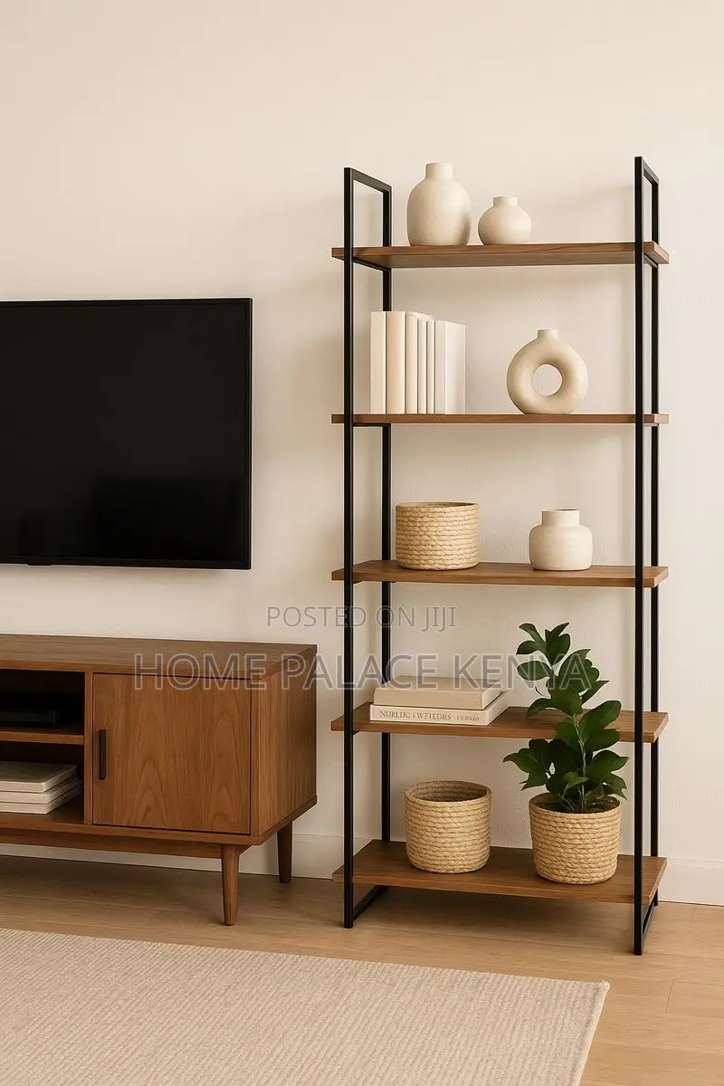 Storage Rack; Space Saving 5 Tier Wooden Rack With Multiple Shelves