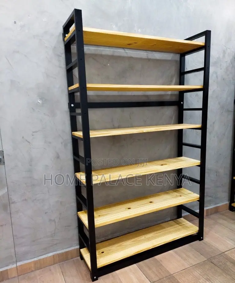 Storage Rack; Space Saving 5 Tier Wooden Rack With Multiple Shelves