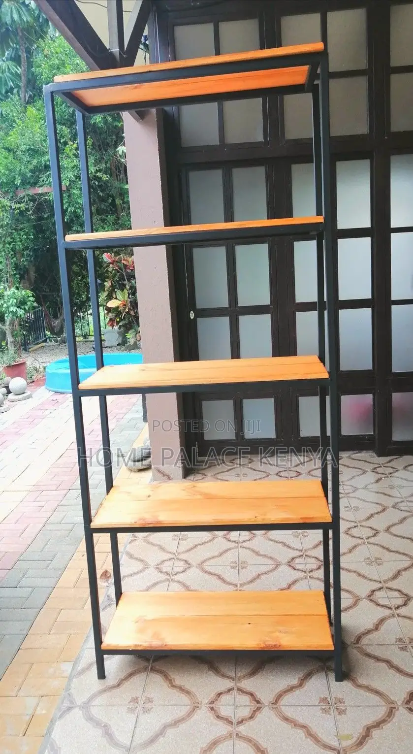 Storage Rack; Space Saving 5 Tier Wooden Rack With Multiple Shelves