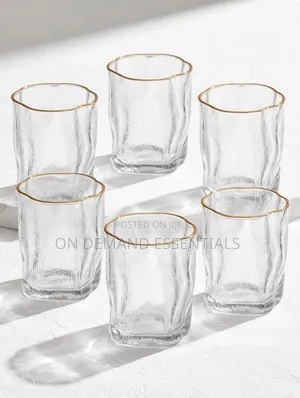 Irregular Shape Short Whiskey Glasses With Gold Rim