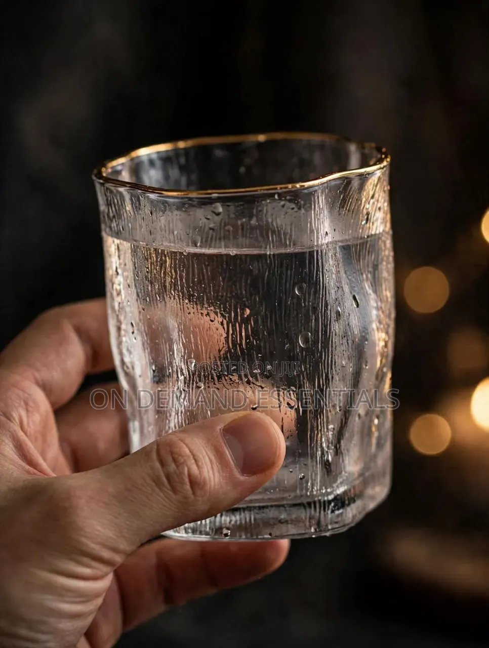 Irregular Shape Short Whiskey Glasses With Gold Rim