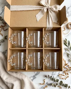 Bubble Handle Glass Mugs.
Capacity:400mls