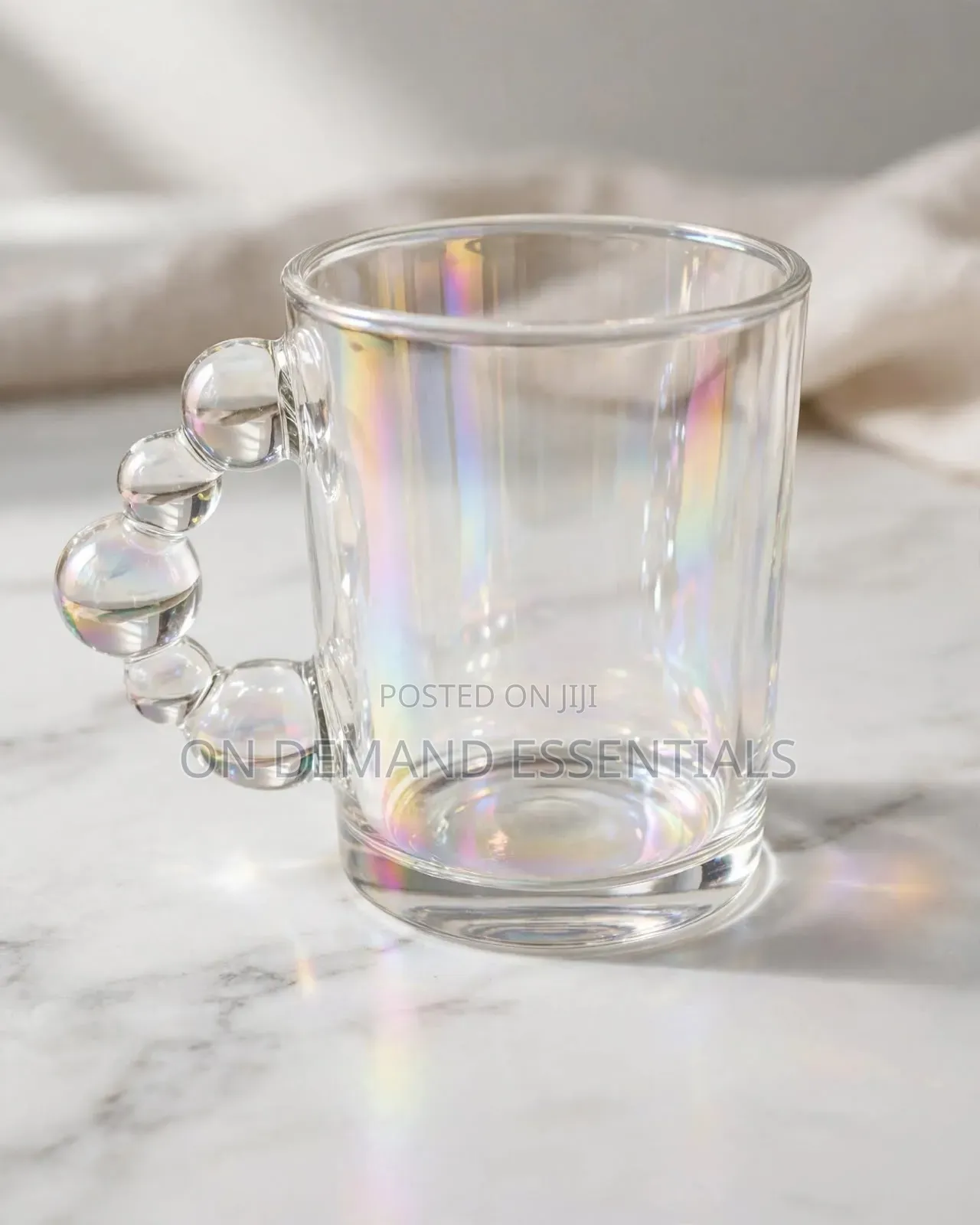 Bubble Handle Glass Mugs.
Capacity:400mls