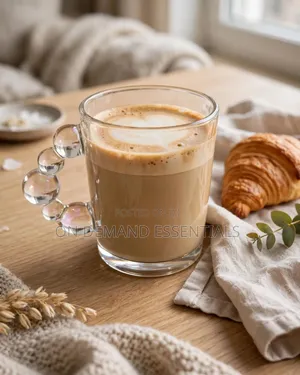 Bubble Handle Glass Mugs.
Capacity:400mls