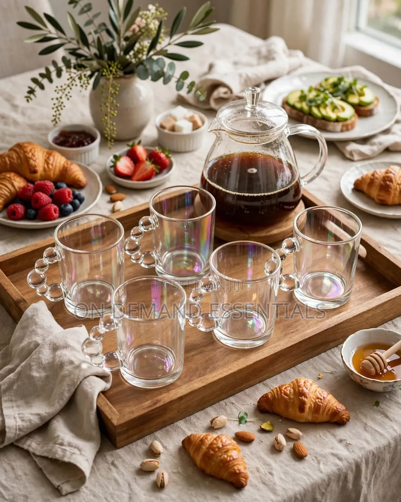 Bubble Handle Glass Mugs.
Capacity:400mls
