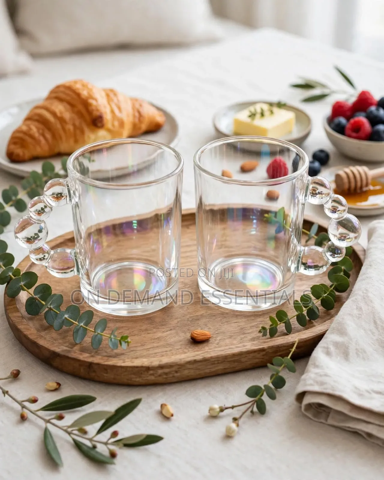 Bubble Handle Glass Mugs.
Capacity:400mls