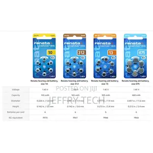 Renata ZA 312 Zinc Air Hearing Aid Batteries - 6 Pack
