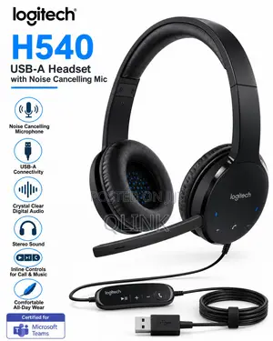 Logitech H540 USB-A Headset With Noise Cancelling Mic - Black