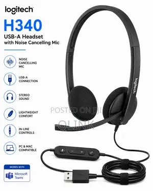H340 USB-A Headset With Noise Cancelling Mic - Black