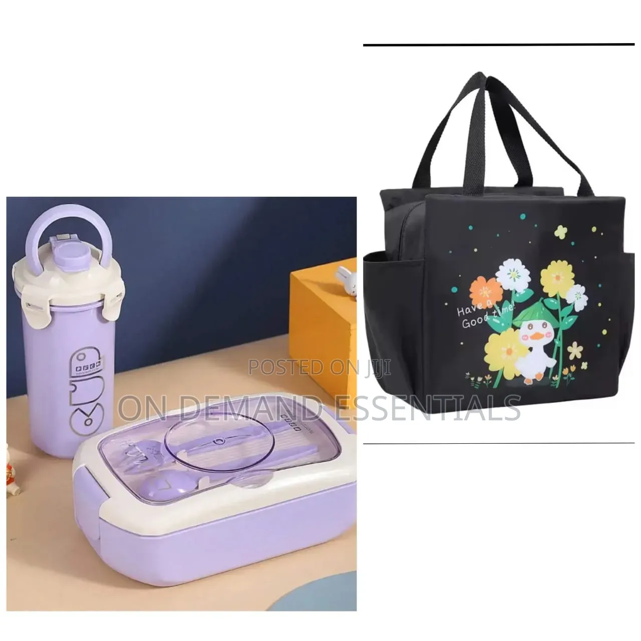 3 in 1 Lunch Box With Bottle and Lunch Bag Set