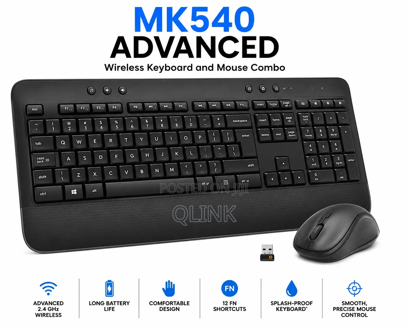 Logitech MK540 Advanced Wireless Keyboard and Mouse Combo - Black