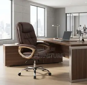 Office Chairs; Leather High Back Brown Leree Chair