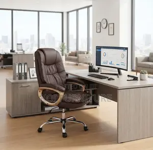 Office Chairs; Leather High Back Brown Leree Chair
