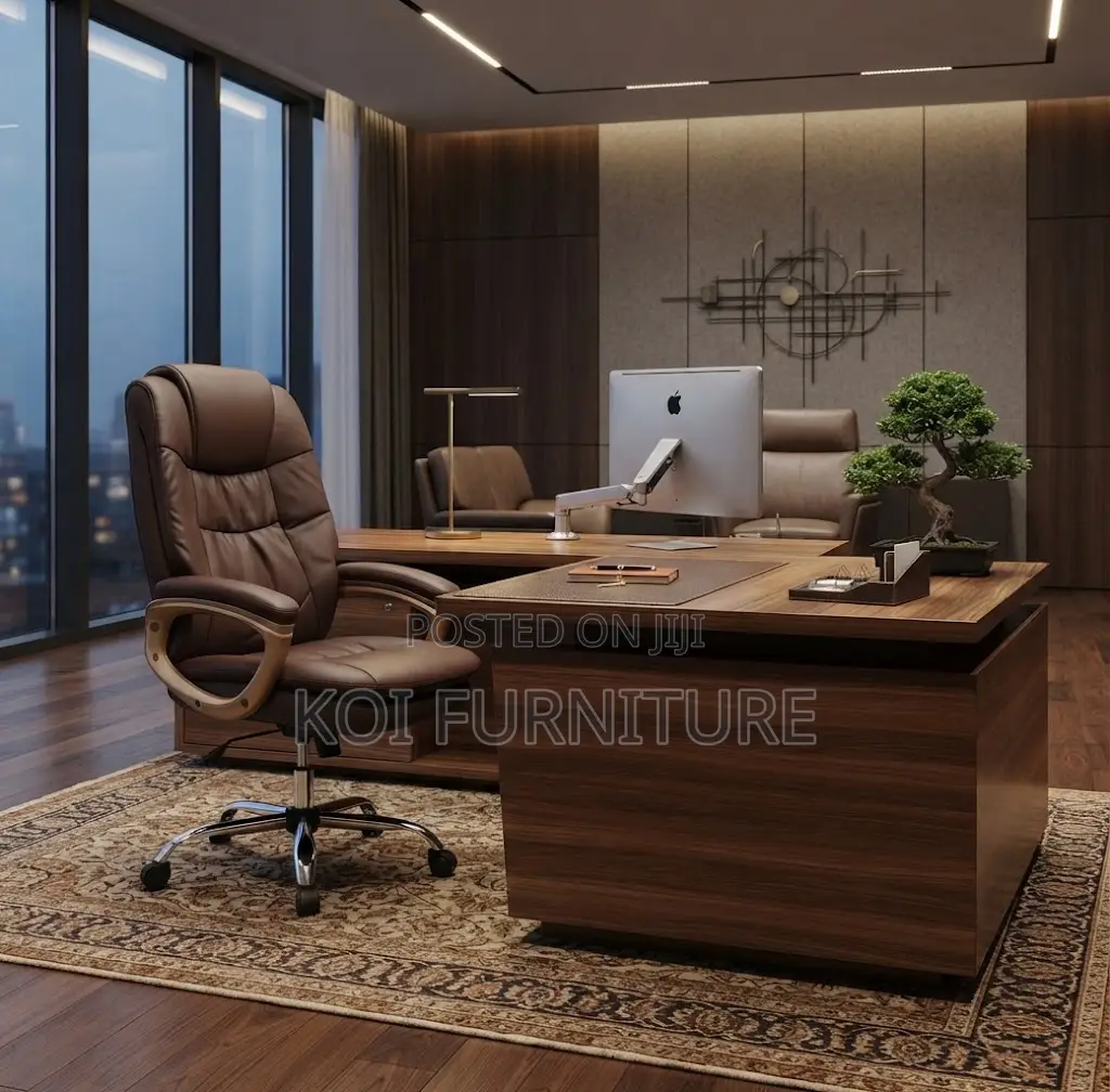 Office Chairs; Leather High Back Brown Leree Chair