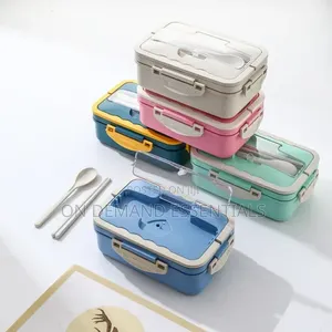 3 Grid Stainless Steel Lunch Box With Spoon and Chopsticks