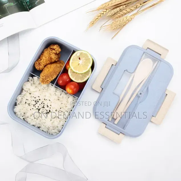 3 Grid Stainless Steel Lunch Box With Spoon and Chopsticks