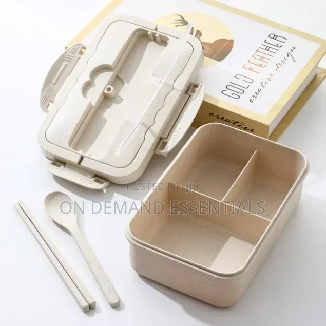 3 Grid Stainless Steel Lunch Box With Spoon and Chopsticks