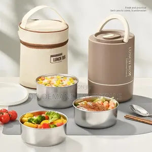 3 Layers Portable Stainless Steel Round Lunch Box