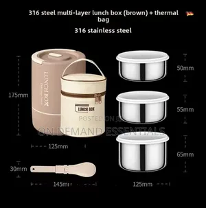 3 Layers Portable Stainless Steel Round Lunch Box