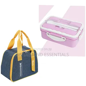 3 Grid Wheat Straw Lunch Box With Spoon, Chopsticks