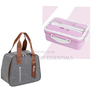 3 Grid Wheat Straw Lunch Box With Spoon, Chopsticks
