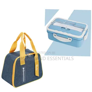 3 Grid Wheat Straw Lunch Box With Spoon, Chopsticks