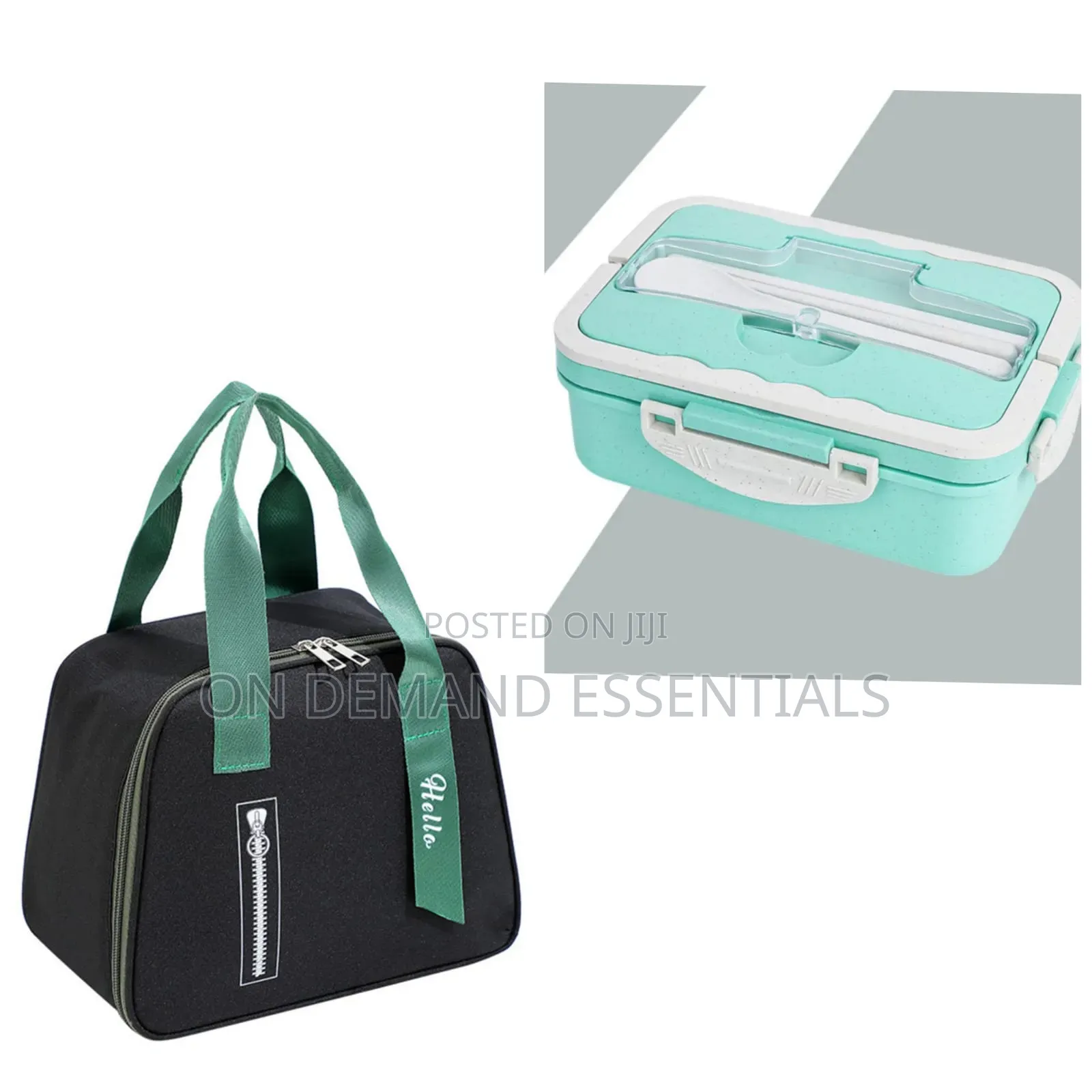 3 Grid Wheat Straw Lunch Box With Spoon, Chopsticks