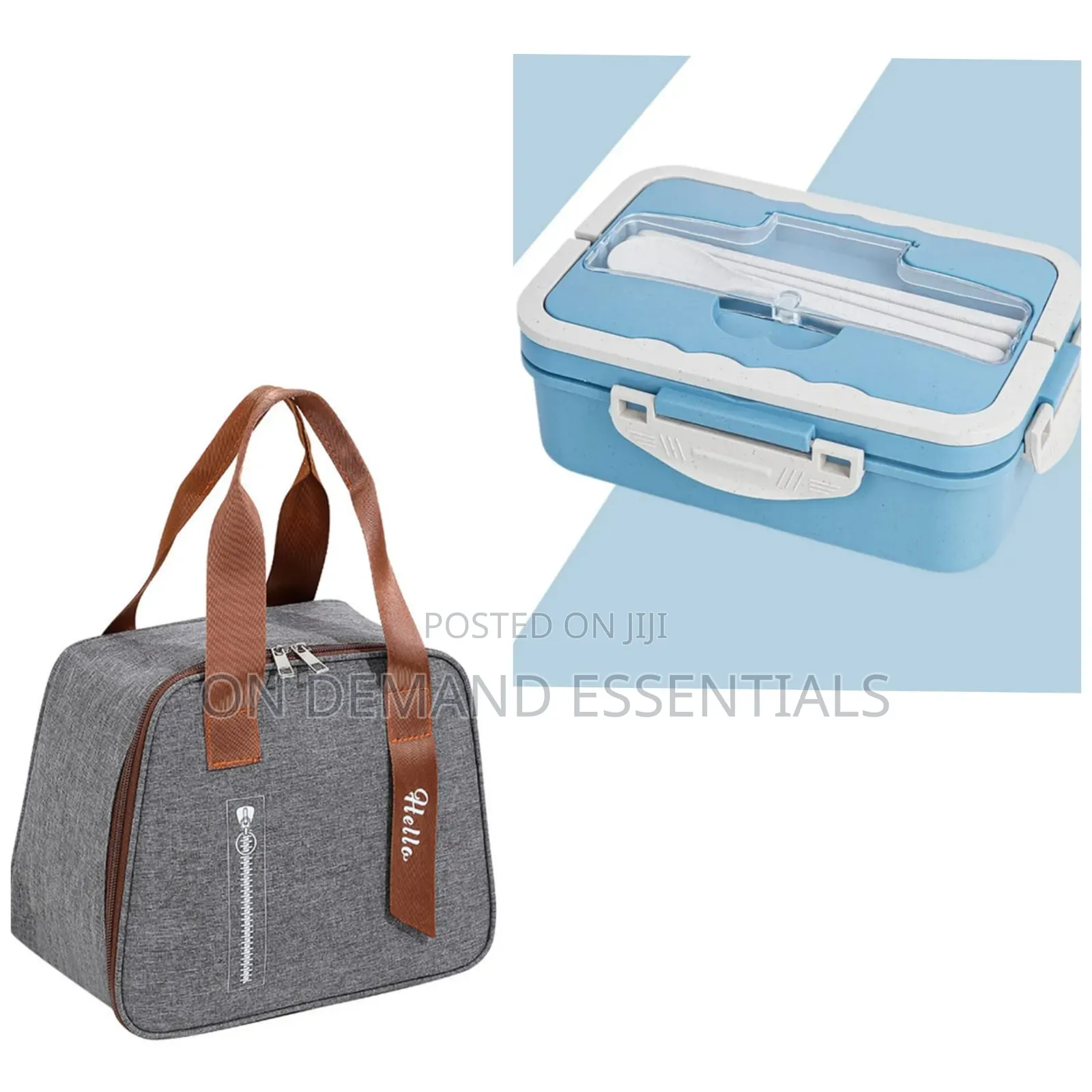 3 Grid Wheat Straw Lunch Box With Spoon, Chopsticks