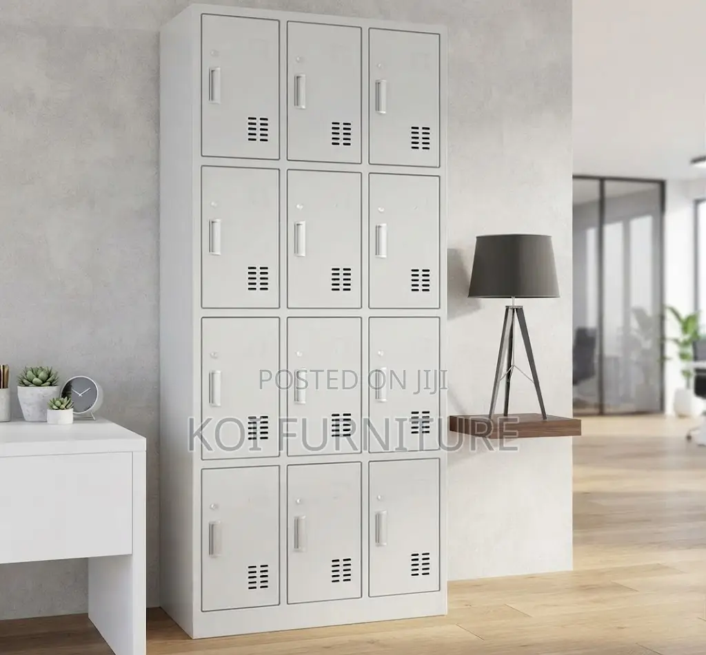 Office Cabinet; 12 Locker Steel Office Industrial Cabinet