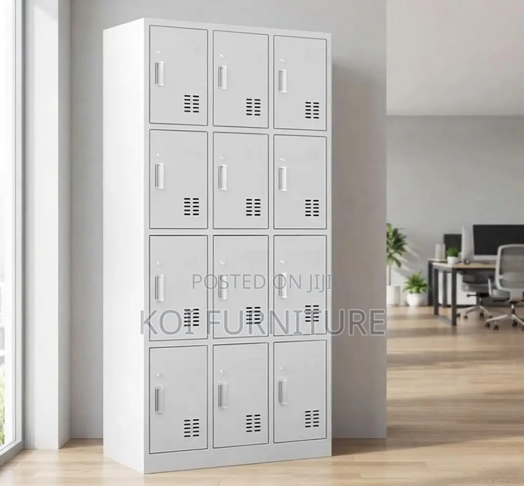 Office Cabinet; 12 Locker Steel Office Industrial Cabinet
