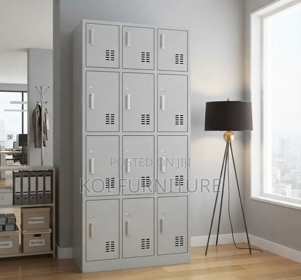Office Cabinet; 12 Locker Steel Office Industrial Cabinet