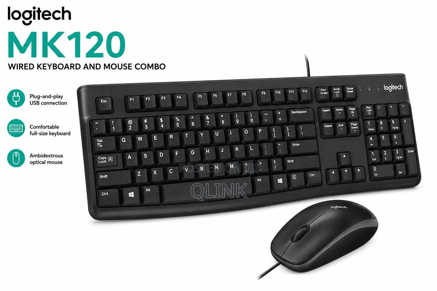 Logitech MK120 Wired Keyboard and Mouse Combo - Black - 920-002562