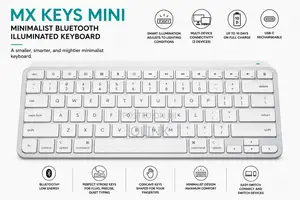 Logitech MX Keys Mini Minimalist Bluetooth Illuminated Rechargeable