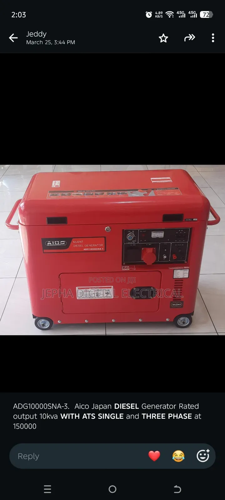 Quality AICO 15kva Three Phase/Single Phase With ATS