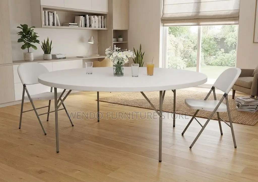 Home Table; Round Foldable Plastic Dining Table