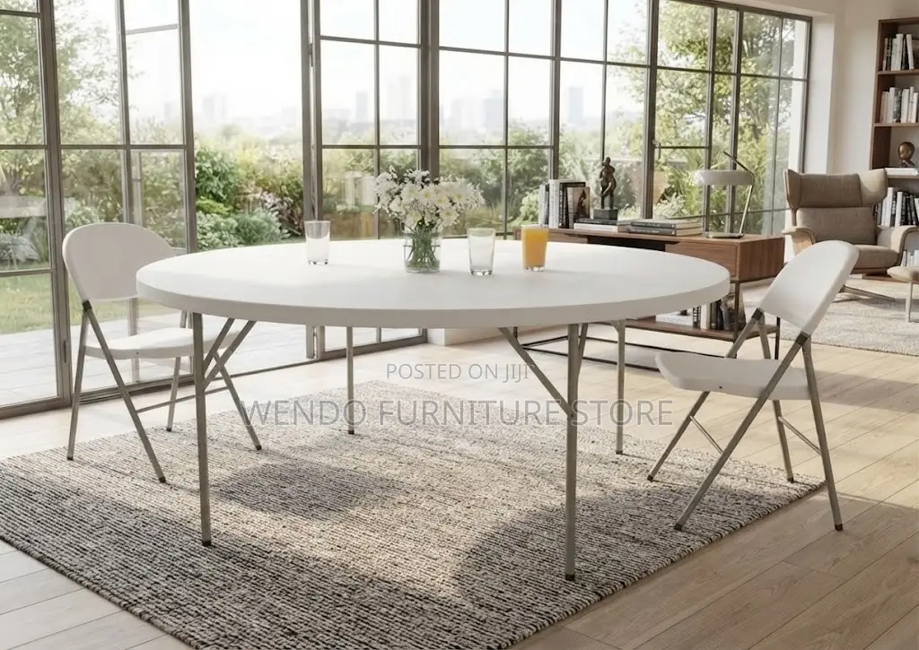 Home Table; Round Foldable Plastic Dining Table