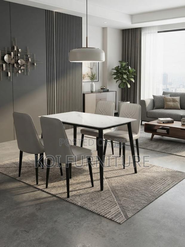 Dining Set; Four Seaters Brown Home Dining Leather Seat Set