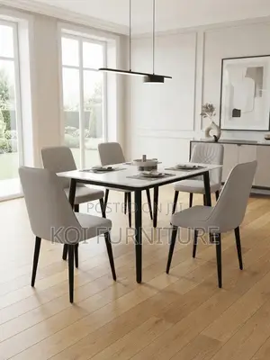 Dining Set; Four Seaters Brown Home Dining Leather Seat Set