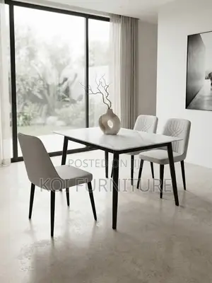 Dining Set; Four Seaters Brown Home Dining Leather Seat Set