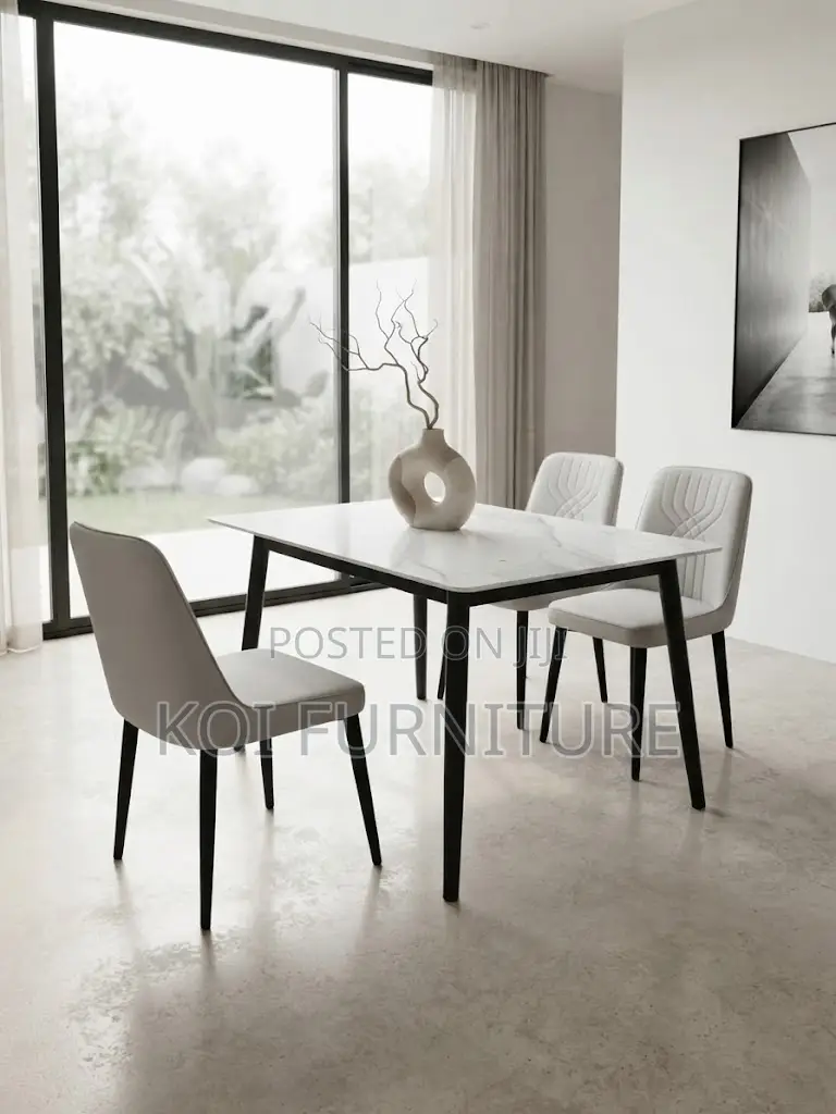Dining Set; Four Seaters Brown Home Dining Leather Seat Set