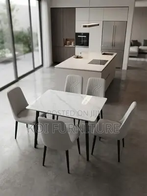 Dining Set; Four Seaters Brown Home Dining Leather Seat Set