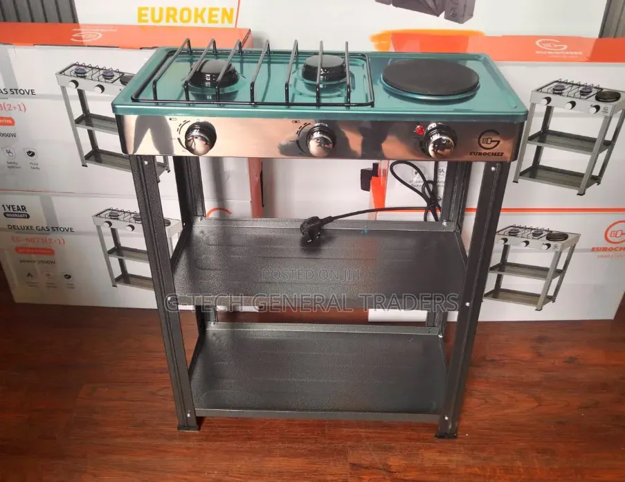 Eurochef 2gas+1hotplate Standing Cooker With Shelves
