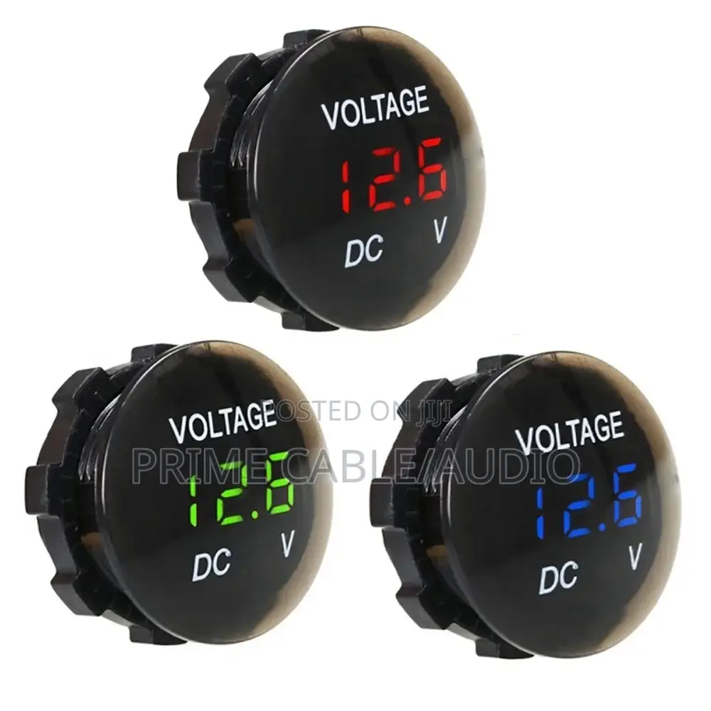 12v/24v Digital LED Voltmeter – Waterproof Round Panel Voltage Meter
