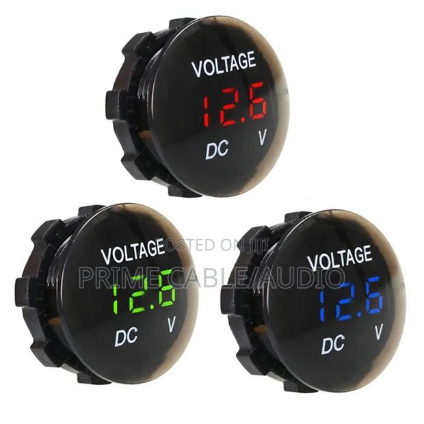 12v/24v Digital LED Voltmeter – Waterproof Round Panel Voltage Meter
