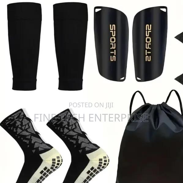 5-Piece Anti-Slip Soccer Gear Set With Grip Socks and Shin Guards