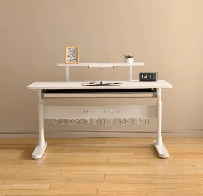 Studying Desk; White Manual Adjustable Standing Studying Desk