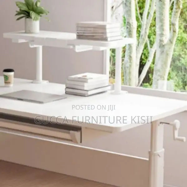 Studying Desk; White Manual Adjustable Standing Studying Desk