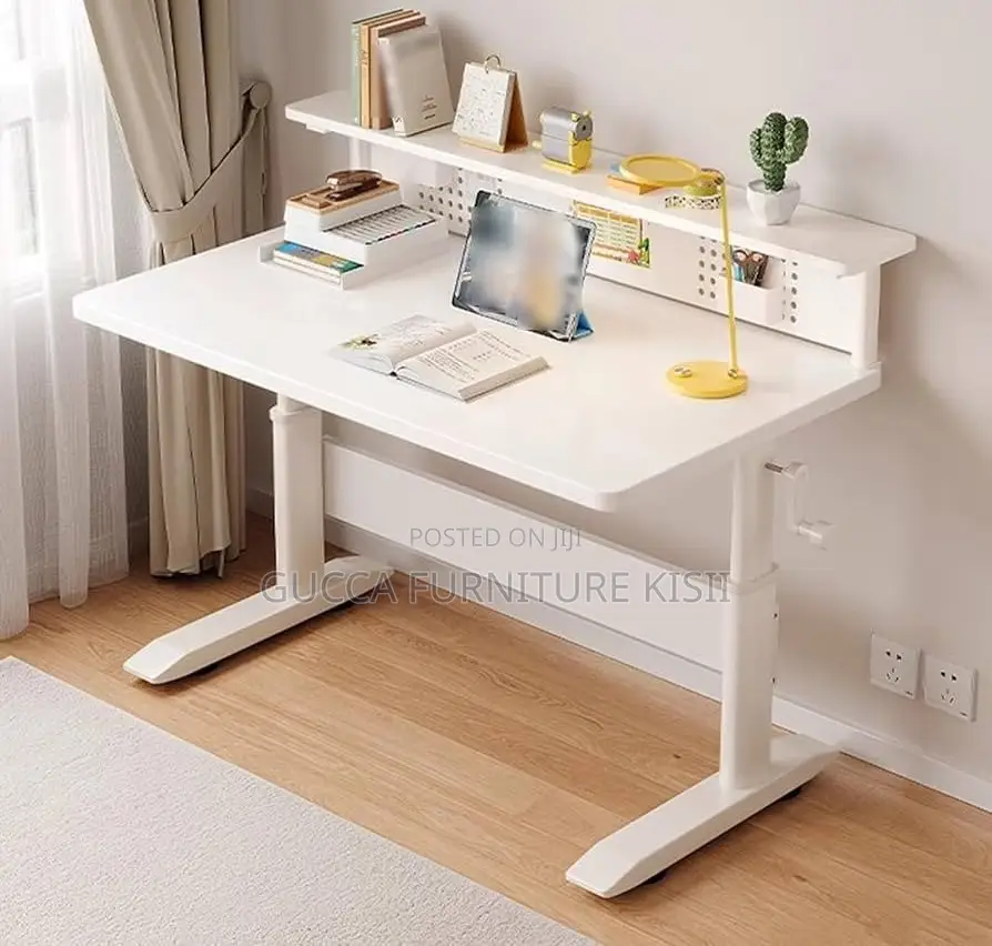Studying Desk; White Manual Adjustable Standing Studying Desk