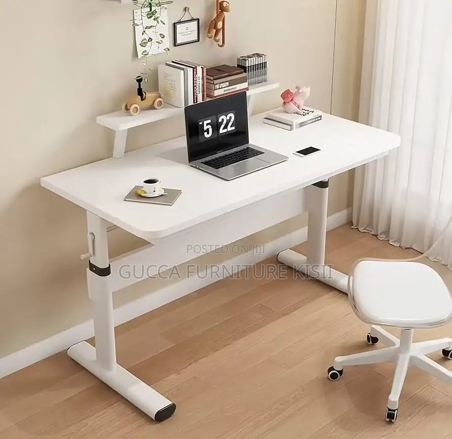 Studying Desk; White Manual Adjustable Standing Studying Desk