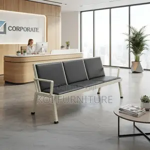 Office Bench' Upholstered Three Seaters Leather Reception Bench